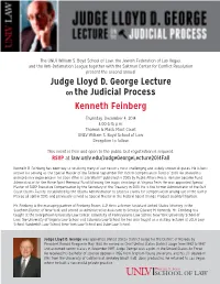 Judge Lloyd D. George Lecture on the Judicial Process Kenneth Feinberg