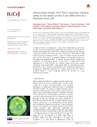 Nitro&#173;Sonium Nitrate (NO+NO3&#8722;) Structure Solution Using in Situ Single-Crystal X-Ray Diffraction in a Diamond