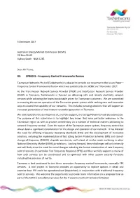 RE: EPR0059 - Frequency Control Frameworks Review
