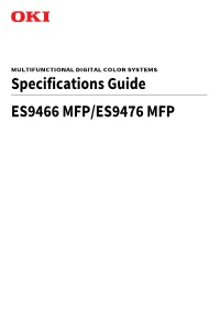 Specifications Guide ES9466 MFP/ES9476