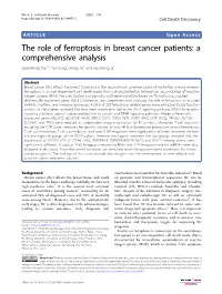 The Role of Ferroptosis in Breast Cancer Patients: a Comprehensive Analysis Zeng-Hong Wu1,2, Yun Tang3,Hongyu1 and Hua-Dong Li4