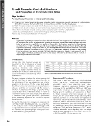 34 Growth Parameter Control of Structures and Properties Of