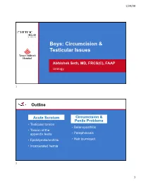 Boys: Circumcision & Testicular Issues