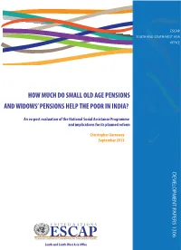 How Much Do Old Age and Widow's Pensions Help the Poor in India?