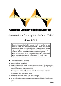 International Year of the Periodic Table June 2019