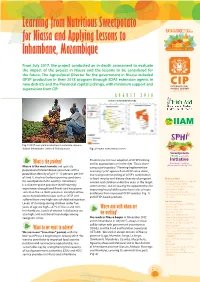 Learning from Nutritious Sweetpotato for Niassa and Applying Lessons to Inhambane, Mozambique