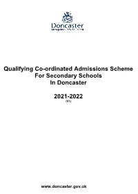 Qualifying Co-Ordinated Admissions Scheme for Secondary Schools in Doncaster