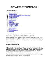 Spra Parent Handbook