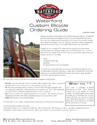 Waterford Custom Bicycle Ordering Guide V .2010.1018