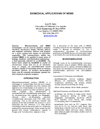 Biomedical Applications of Mems