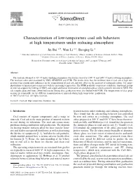 Characterization of Low-Temperature Coal Ash Behaviors at High Temperatures Under Reducing Atmosphere