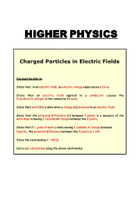 Charged Particles in Electric Fields