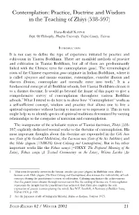 Contemplation: Practice, Doctrine and Wisdom in the Teaching of Zhiyi (538-597)