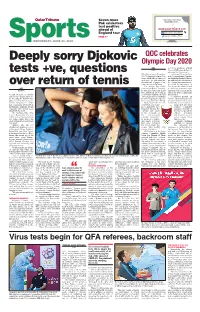 Deeply Sorry Djokovic Tests +Ve, Questions Over Return of Tennis