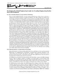 Developing the Global Engineering Leader at a Leading Engineering Institu- Tion in the Southeast