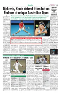 Djokovic, Kenin Defend Titles but No Federer at Unique Australian Open
