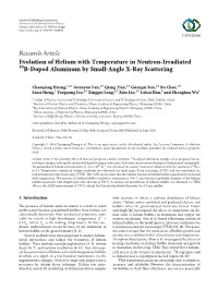 Evolution of Helium with Temperature in Neutron-Irradiated 10 B-Doped