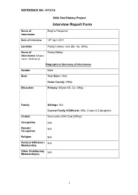 GAA Oral History Project Interview Report Form