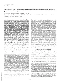 Selenium Redox Biochemistry of Zinc–Sulfur Coordination Sites in Proteins and Enzymes