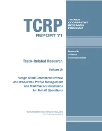 TCRP Report 71 –Track-Related Research, Volume 5