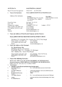 AICTE File No. 06/02/WB/ENGG./2002/007 Date & Period of Last Approval: 29.04.2019 for 2019-2020