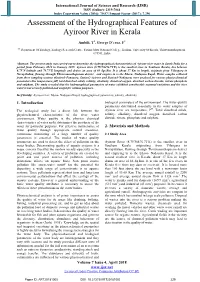 Assessment of the Hydrographical Features of Ayiroor River in Kerala