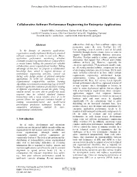 Collaborative Software Performance Engineering for Enterprise Applications