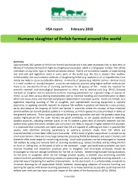 Humane Slaughter of Finfish Farmed Around the World
