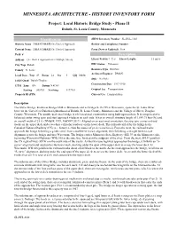Minnesota Architecture - History Inventory Form