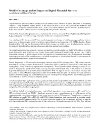 Mobile Coverage and Its Impact on Digital Financial Services Leon Perlman1 and Michael Wechsler2