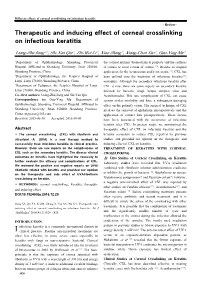 Therapeutic and Inducing Effect of Corneal Crosslinking on Infectious