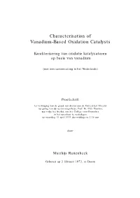 Characterisation of Vanadium-Based Oxidation Catalysts
