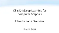 Deep Learning for Computer Graphics Introduction / Overview