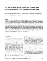 Eif1 Discriminates Against Suboptimal Initiation Sites to Prevent Excessive Uorf Translation Genome-Wide