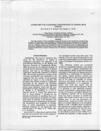 GUIDELINES for TAXONOMIC DESCRIPTIONS of CEPHALOPOD SPECIES by CLYDE F