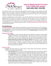 Support Mental Health Promotion in the FY2022 State Budget. DMH