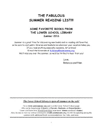 The Fabulous Summer Reading List!!!