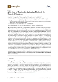 A Review of Design Optimization Methods for Electrical Machines
