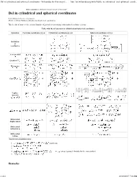 Del in Cylindrical and Spherical Coordinates - Wikipedia, the Free Encycl