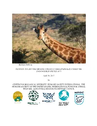 Giraffa Camelopardalis) Under the Endangered Species Act