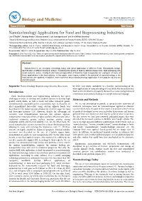 Nanotechnology Applications for Food and Bioprocessing Industries