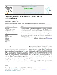 Proteomic Analysis of Fertilized Egg White During Early Incubation