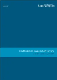 Southampton Student Law Review 2014 Volume 4, Issue 1