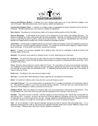 Vocation Glossary
