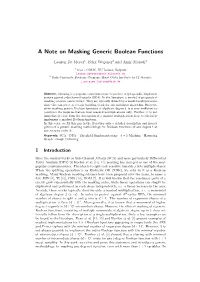 A Note on Masking Generic Boolean Functions