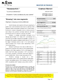 Brewing” Into New Segments Recommendation: BUY Vs Previous Recommendation