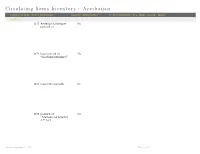 Circulating Items Inventory - Azerbaijan