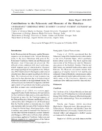 Contributions to the Palaeozoic and Mesozoic of the Himalaya