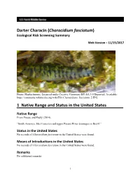 Darter Characin (Characidium Fasciatum) Ecological Risk Screening Summary