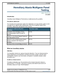 Hereditary Ataxia Multigene Panel Testing